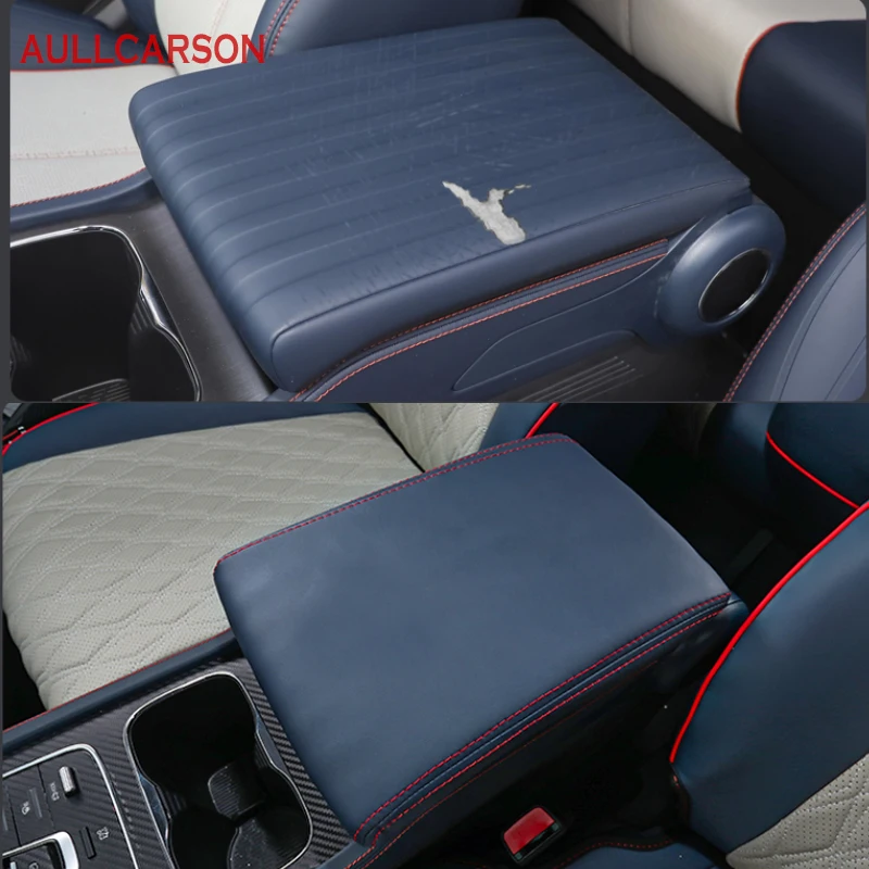 For BYD Atto 3 2022 2023 Leather Car Armrest Mat Interior Auto Storage Box Dust-Proof Cushion Cover Protector Accessories