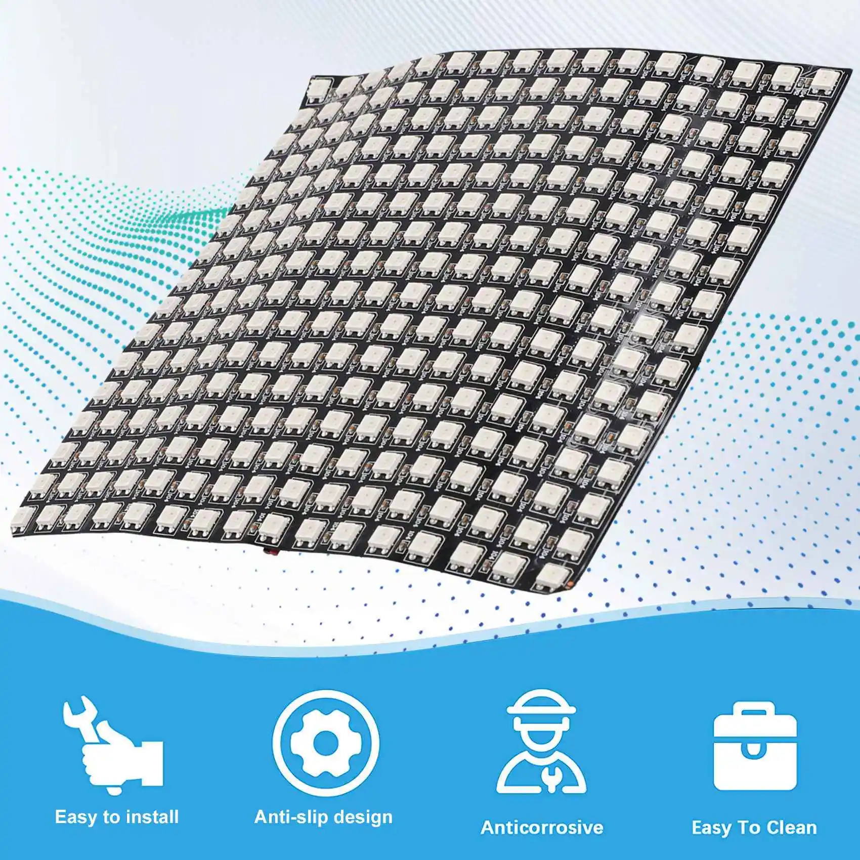 B44C 4X WS2812 RGB LED Matrix Panel Individually Addressable Flexible For Video Display, DC5V (16X16)