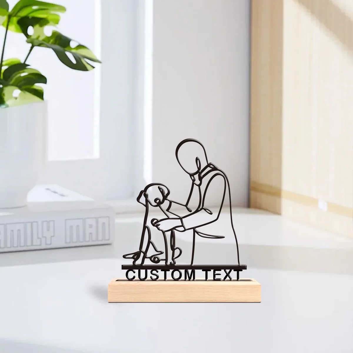 1pc Personalized Metal Artwork Customizable Name With Wooden Base Holiday Gifts for Family and Friends