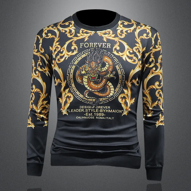 

Мужская толстовка с принтом дракона, круглым вырезом и длинными рукавами, повседневная, модная, в городском стиле, осенняя новинка