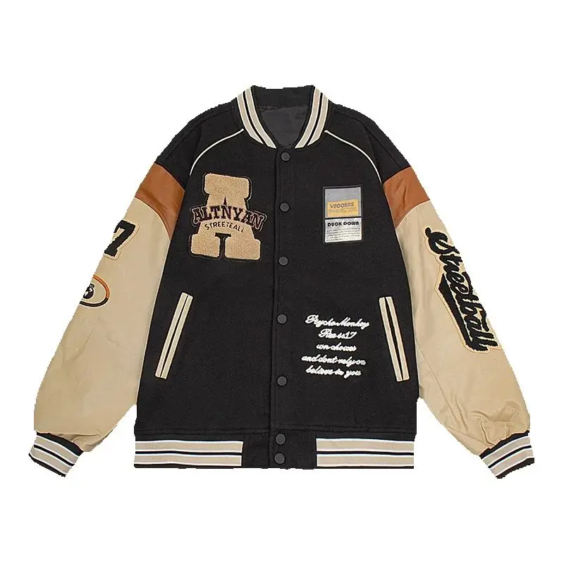 

Men's Plus Size Bomber Jacket Street Coats Vintage Top Autumn/Winter Varsity Baseball Jacket Man Windbreaker Motorcycle Jacket