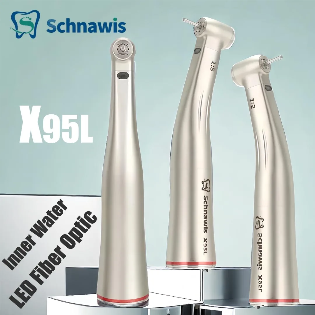 

X95L Dental Against Contra Angle 1:5 Increasing Speed Handpiece LED Fiber Optic Handpiece Inner Water Red Ring contraangulo