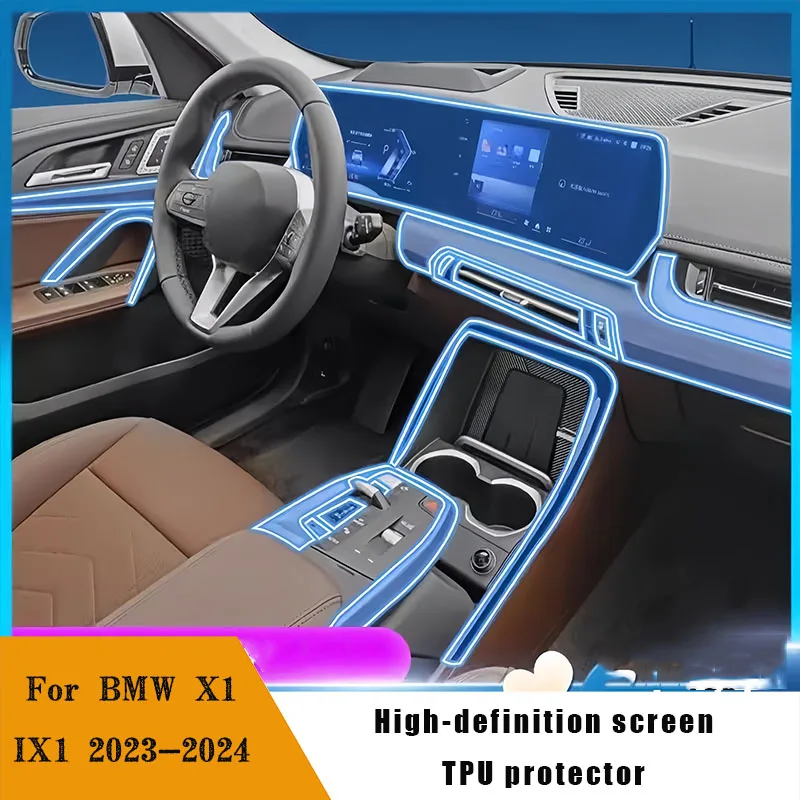 For BMW X1 IX1 2023-2024 Car Interior Door Center Console Media Dashboard Navigation TPU Anti-scratch Protector Film