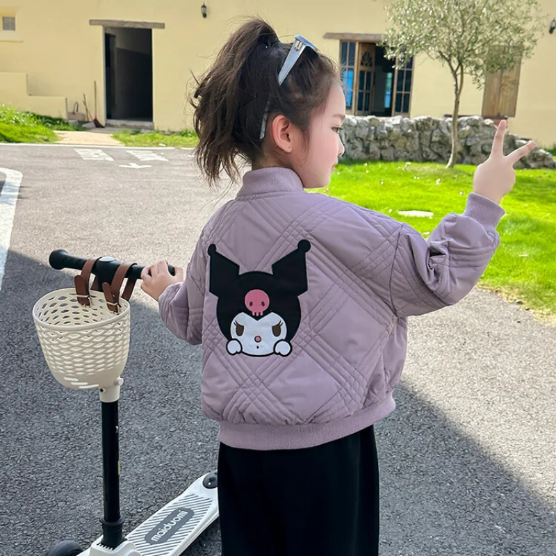 Nuovo Sanrio Ragazze Ragazzi Cartoon Kuromi Giacca Bambini Adolescenti Cappotti di cotone Autunno Inverno Bambini Giacche con cerniera Capispalla sportiva casual