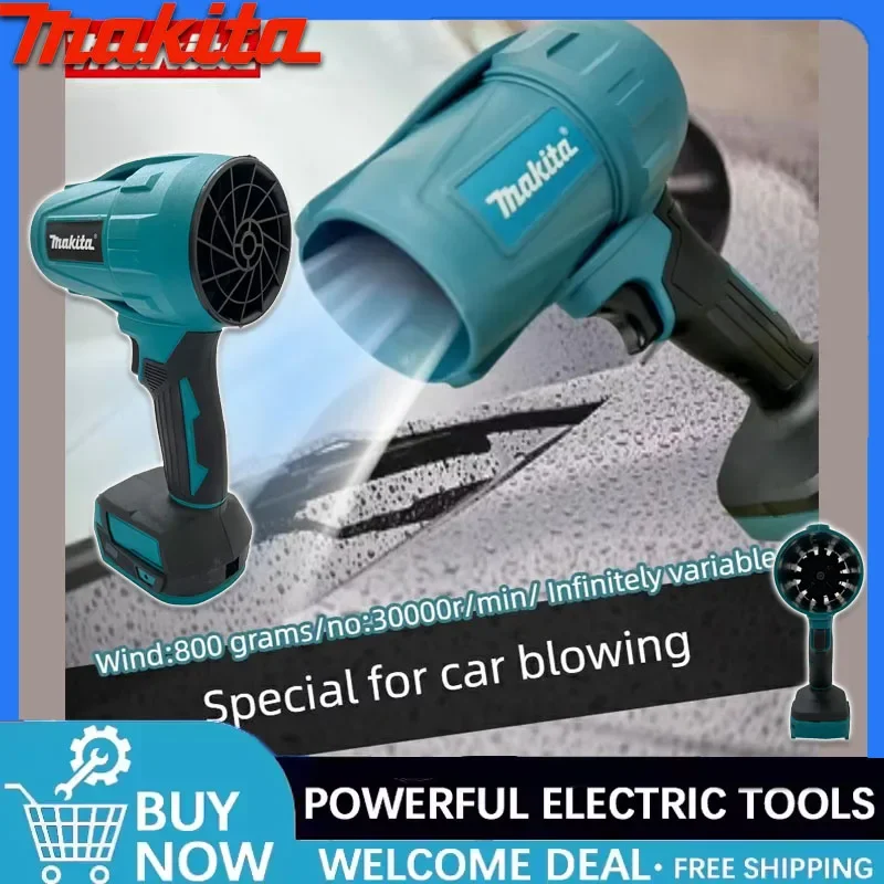 

2026 Makita Мощная турбовентиляторная воздуходувка 18V, электрическая воздуходувка-пылесос с регулировкой скорости, перезаряжаемая, с подсветкой, инструмент для чистки автомобиля