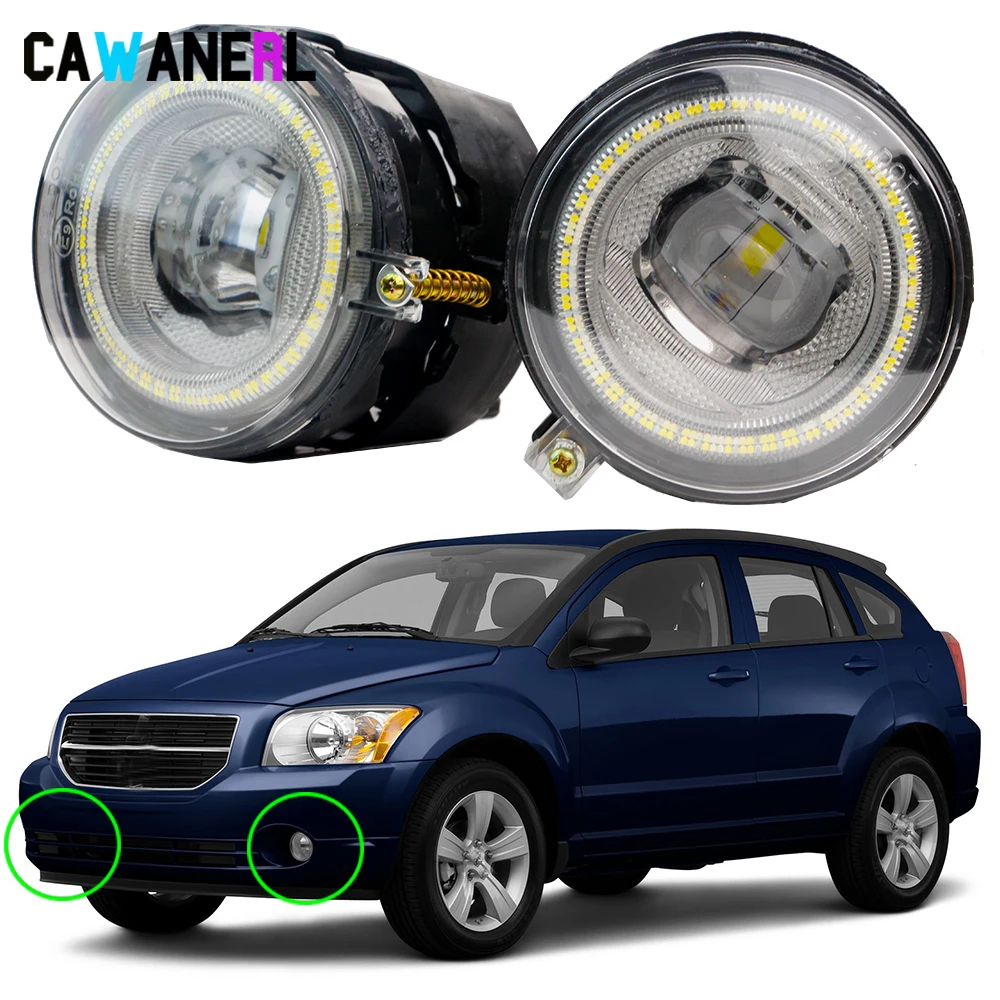 2 X 30W Car Driver + Passenger LED Fog Light Angel Eye DRL Daytime Running Lamp Assembly For Dodge Caliber 2010 2011 2012