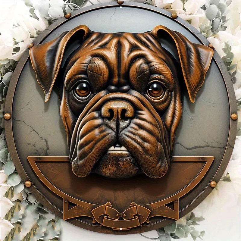 Aluminum Metal Boxer Dog Welcome Sign Cut Design vintage home bar decoracion hogar rustico farmhouse decor