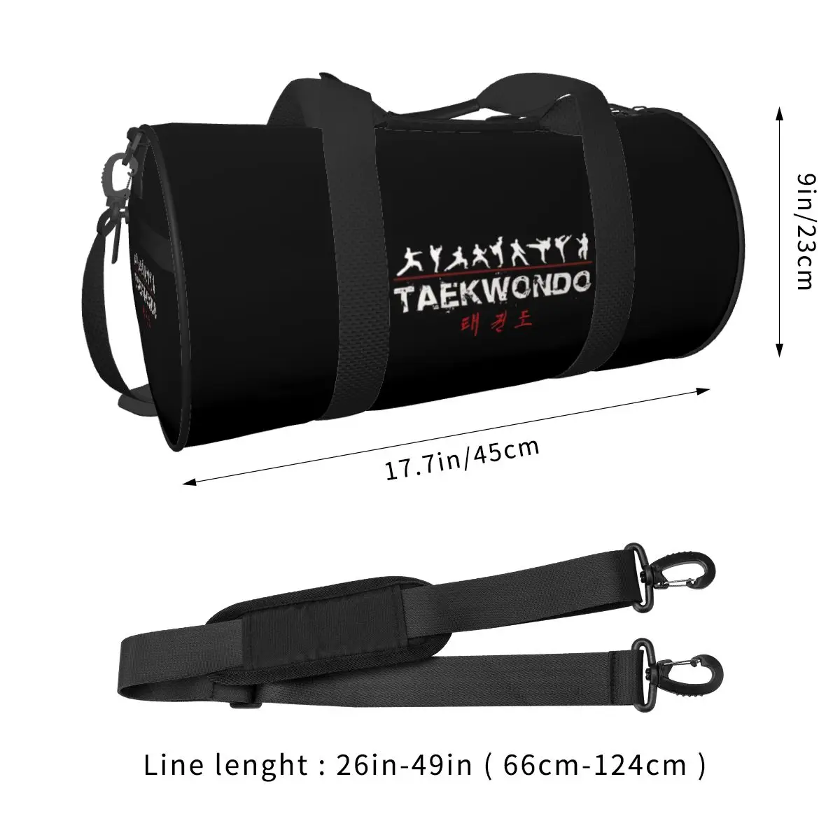 Gym Bag Taekwondo Text And Fighters White Sports Bag Large Men Waterproof Design Handbag Novelty Travel Fitness Bag