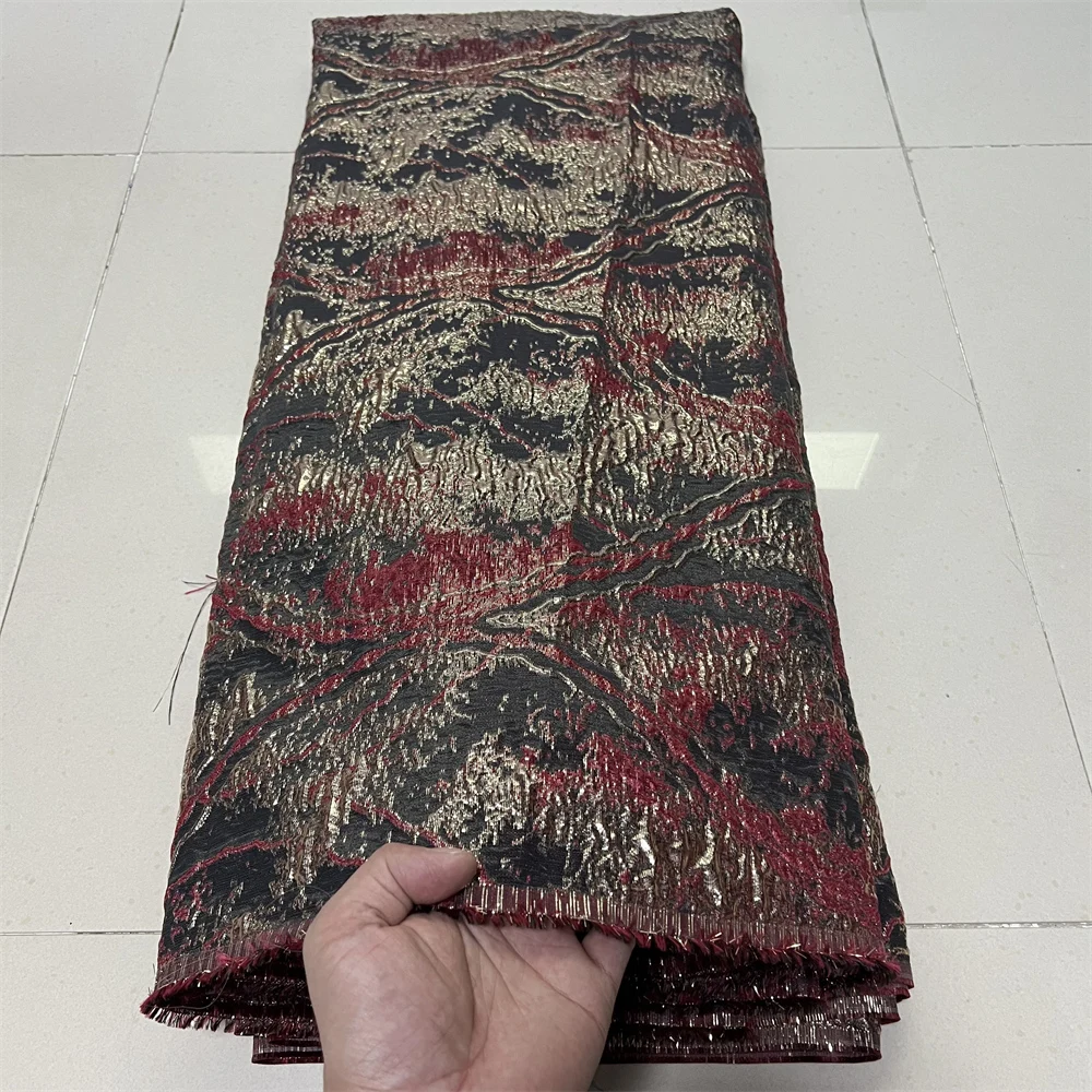 

African Jacquard Brocade Lace Fabric,Embroidery,Evening Dresses,Black,Tulle,Fabrics By The Meter,High Quality,Designer,5 Yards