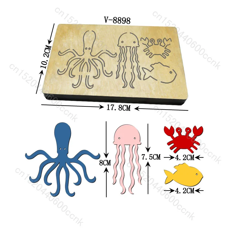 

Деревянные штампы для резки осьминога, новый скрапбукинг, несколько размеров, V-8898