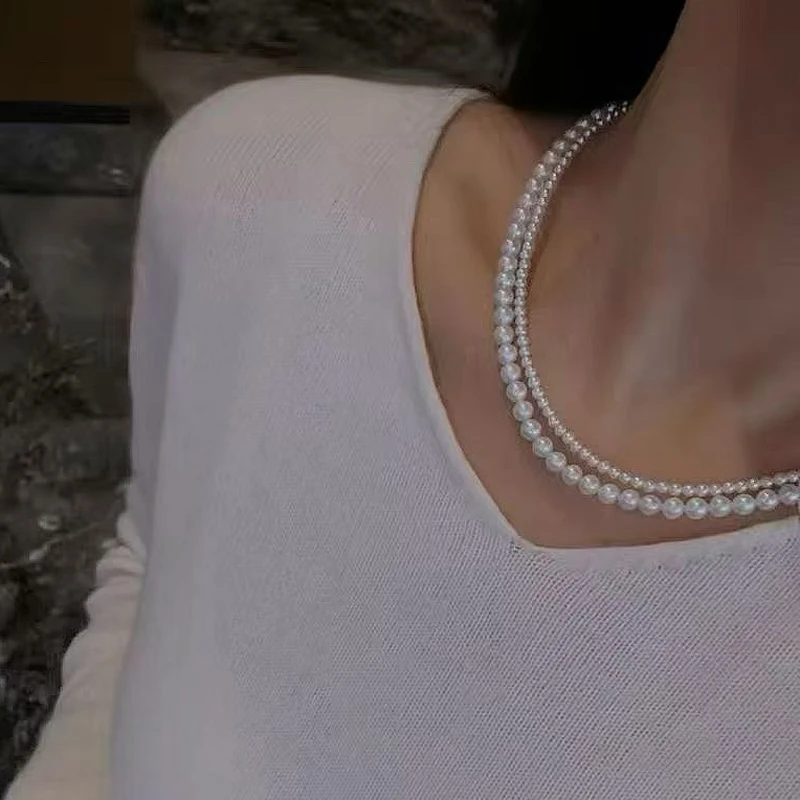 Double-layer freshwater pearl necklace, versatile for multiple wearing options brithday gift