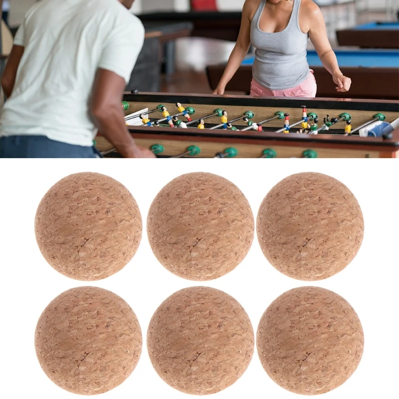 Set of 6, Solid Foosball Table Soccer Ball 36mm Table Football Cork Fussball Football Machine Replacement Acces