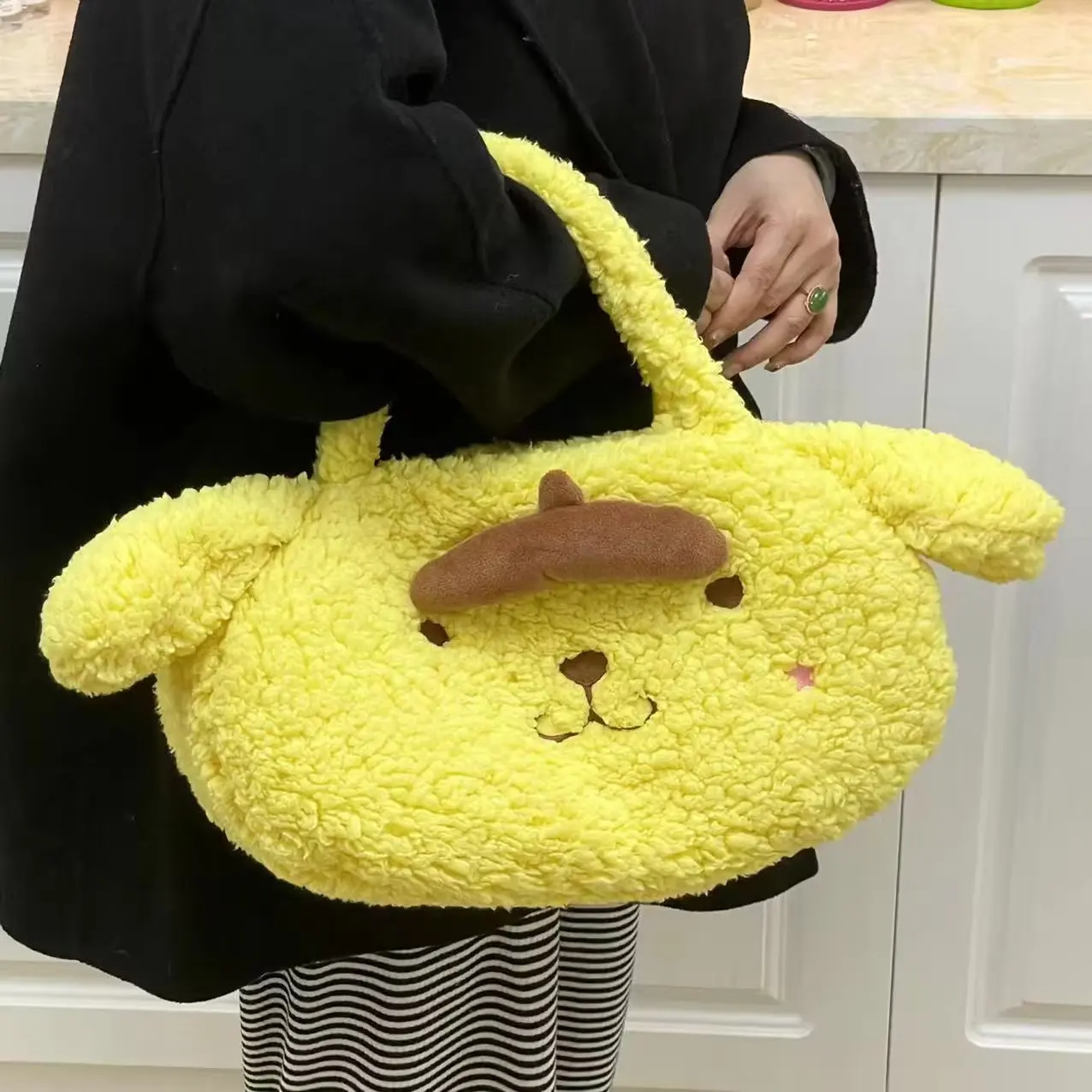 Sanrio Pom Pom Purin Handbag Lovely Shoulder Bag Cartoon Anime Plush Bag Girly Cute Bag High-capacity Xmas Gifts Girl Student