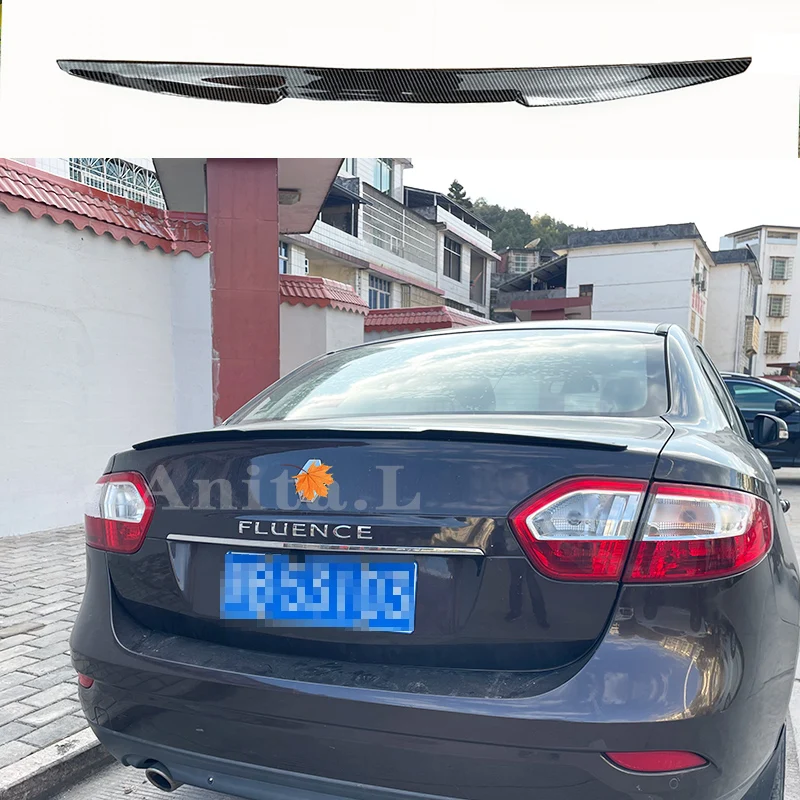 For Renault Fluence Spoiler 2011-2015 Year Sedan Spoiler PU Plastic Carbon Look Black Car Rear Wing Body Kit Accessories Styling