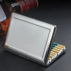 Smoke Box Metal Simple Ultra-thin Cigarette Case Cover Cigarettes Sleeve Pocket Cigarette Case silver