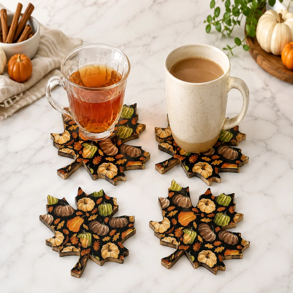 Juego de 4 posavasos de madera - Coffee Tea Leaf reseña y precio