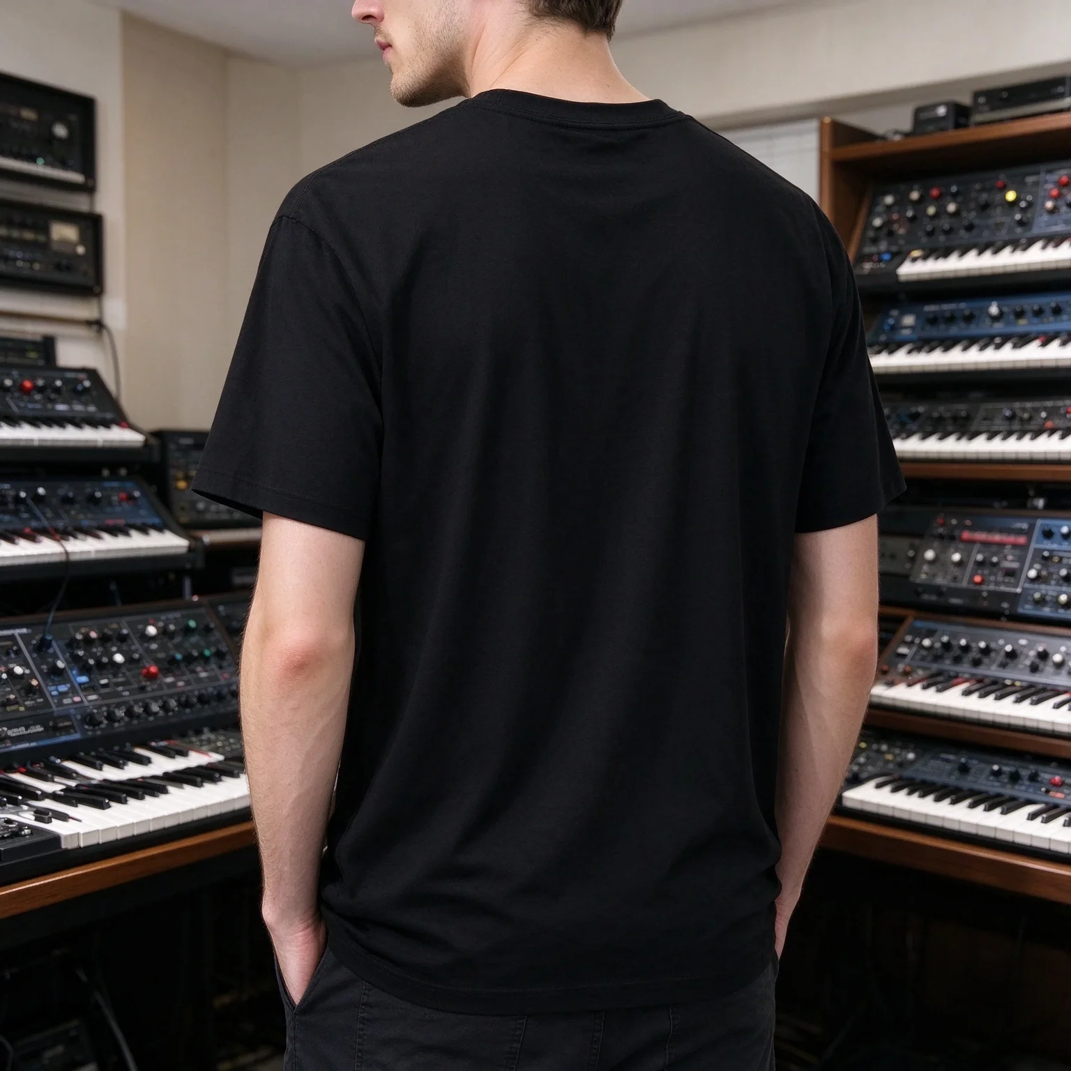 Modular Synthesizer T-Shirt Men Modal Short Sleeve Analog Synth Music Producer Graphic Casual Street Tee Vintage Retro Style