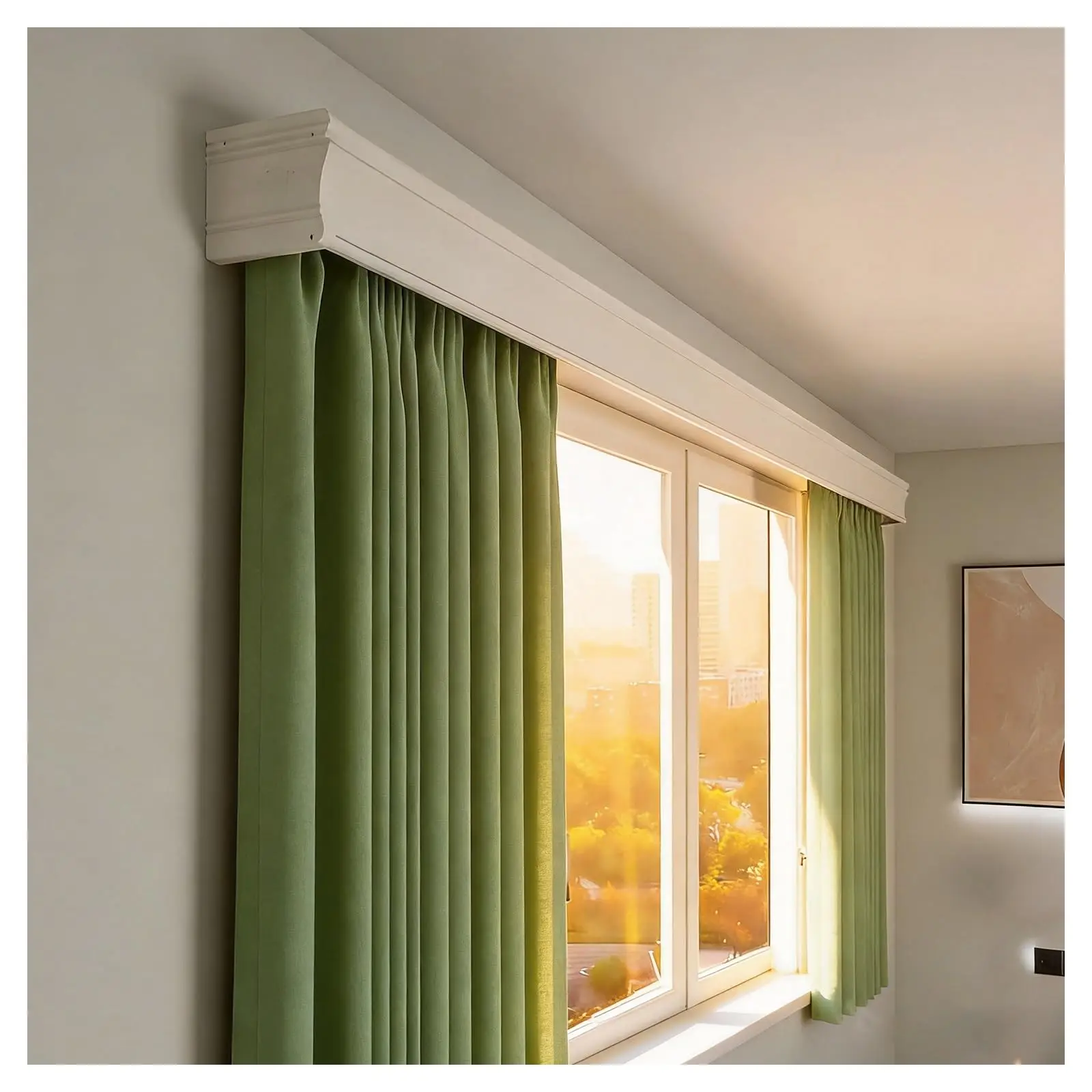 Wall Mount Decorative Valance Box, Curtain Pelmet With Double Curtain Track, 3-in-1 Hidden Curtain Box Cover For