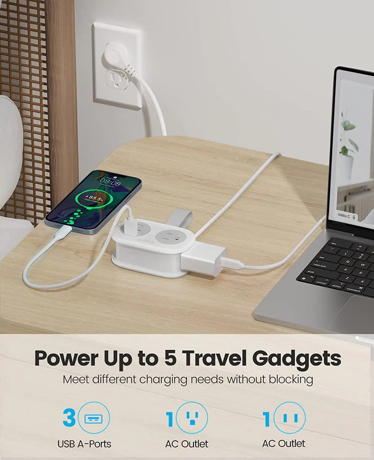 ORICO Power Strip AC Outlets Multitap Socket Extension Cord Electrical Power Strip With USB Type C PD Fast Charging Network Filt