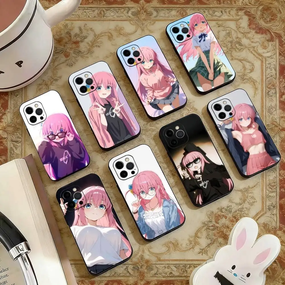 

Anime B-Bocchi the Rock Hitori G-Gotoh Phone Case For iPhone 17,16,15,14,13,12,11 Plus,Pro Max,XS,Soft Silicone Black Cover