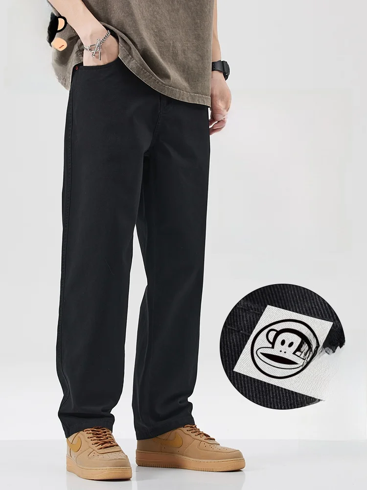 

PaulFrank Bla Cotton Casual Pants Men's Loose Straight Leg Workwear Trousers Comfortable Breathable Anti-Wrinkle Casual Sle