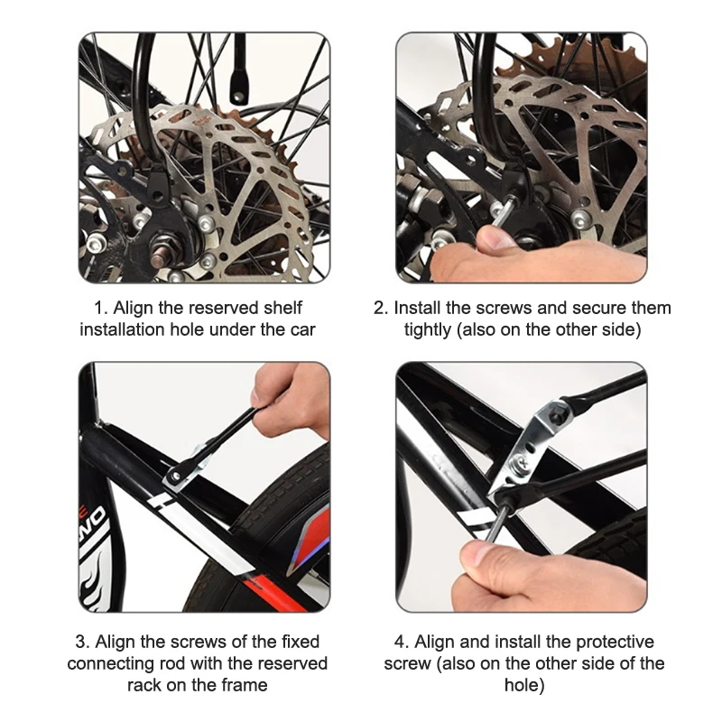 250 kg Tragkraft Fahrrad-Gepäckträger-Set, tragbar, robust, Mountainbike-Träger, Rücksitz, Gepäckregal für Radfahren, Reisen – Detail 8