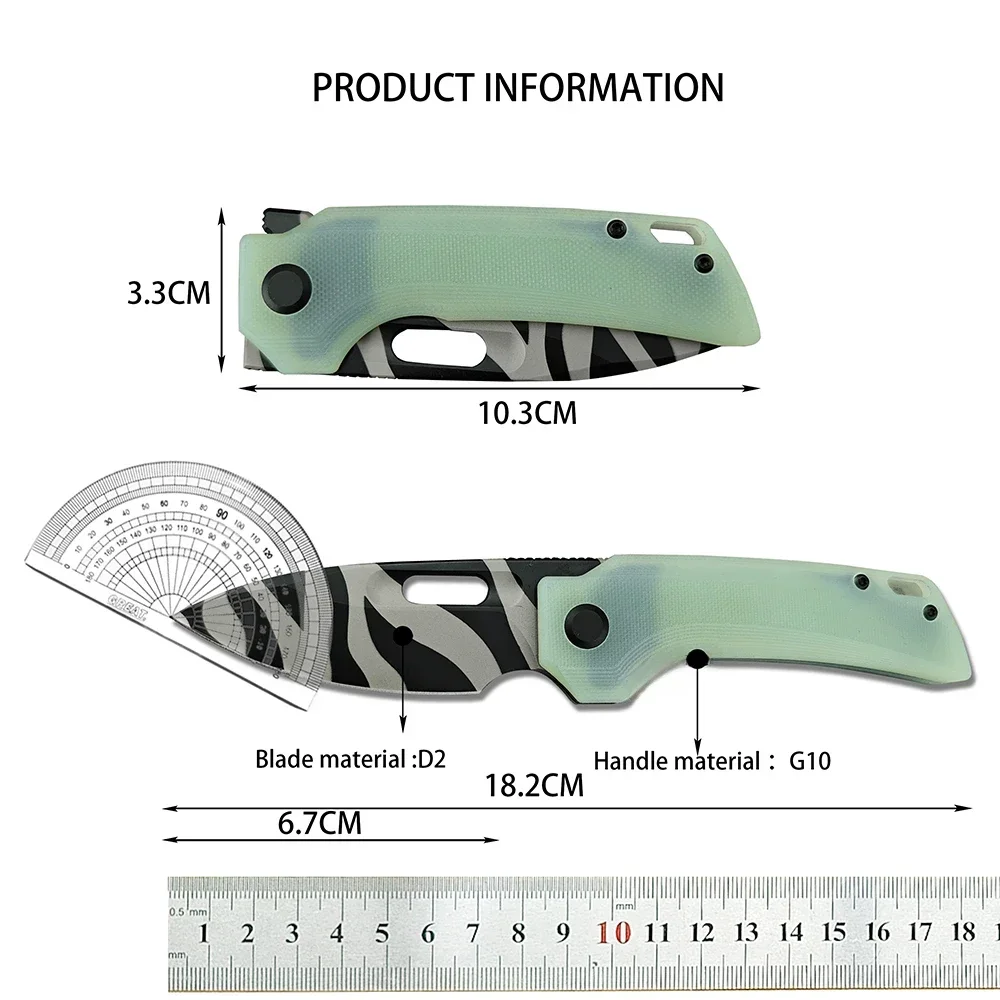 Mini Folding Pocket Knife D2 Steel Blade G10 / Carbon Fiber Handles Knives Self Defense EDC Tools Camping Knife