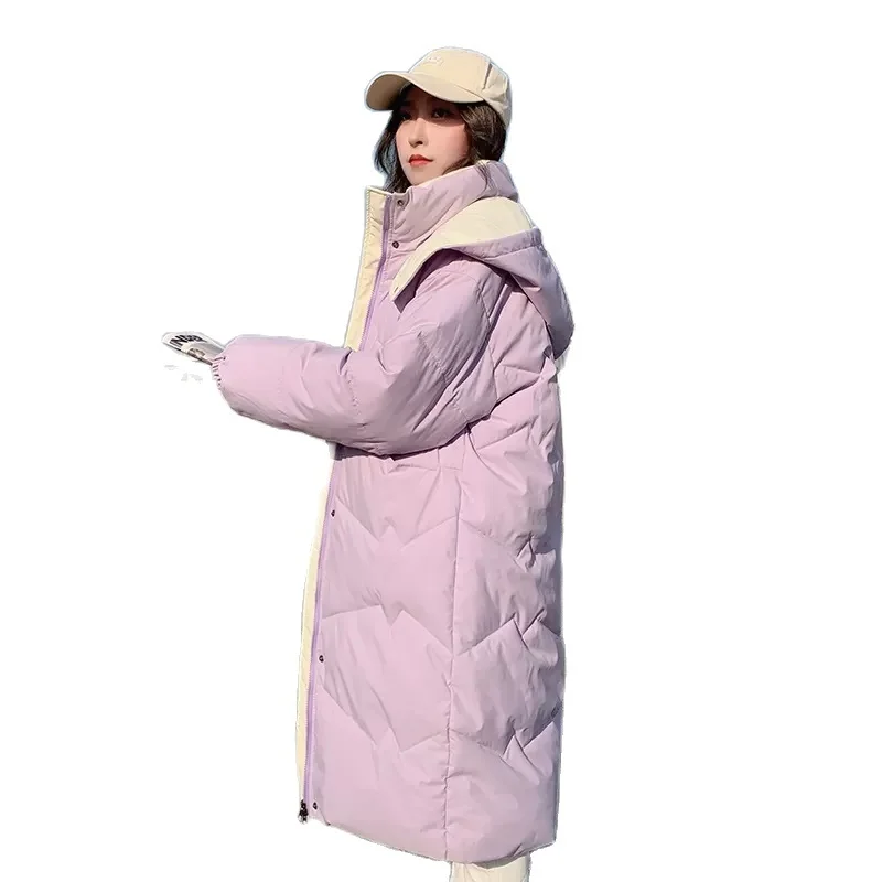 

Long Down Cotton Jacket Women Parkas Hooded Temperament 2022 Winter Jacket New Loose Girls Jacket Multi-Color Thick Warm Outwear