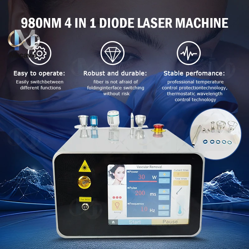 5 in 1 Blood Vessel & Spider Veins Removal Machine 980nm Diode Laser Therapy Nail Fungus Treatment Beauty & Skin Care Equipment