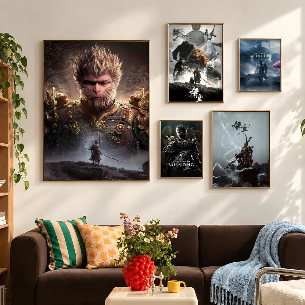 Game Black Myth Wukong Sun Wukong Poster Self Adhesive PP Wall Art HD Gaming Room Bedroom Living Room Decor Apartment Gift