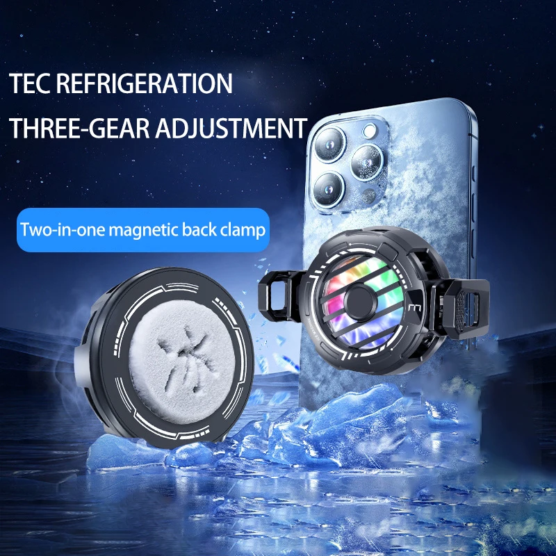 

Mobile Phone Cooler Digital Display Magnetic Back Clamp Semiconductor Refrigerate Radiator for Live-streaming Gaming Smartphones