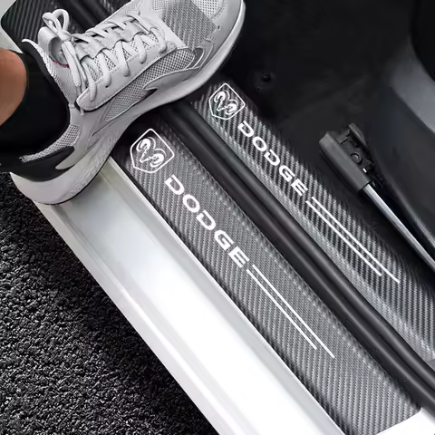 Car Carbon Door Sill Plate Protector Stickers for Dodge SRT NITRO Durango Caliber Viper Coolway CARAVAN JOURNEY Car Accessories