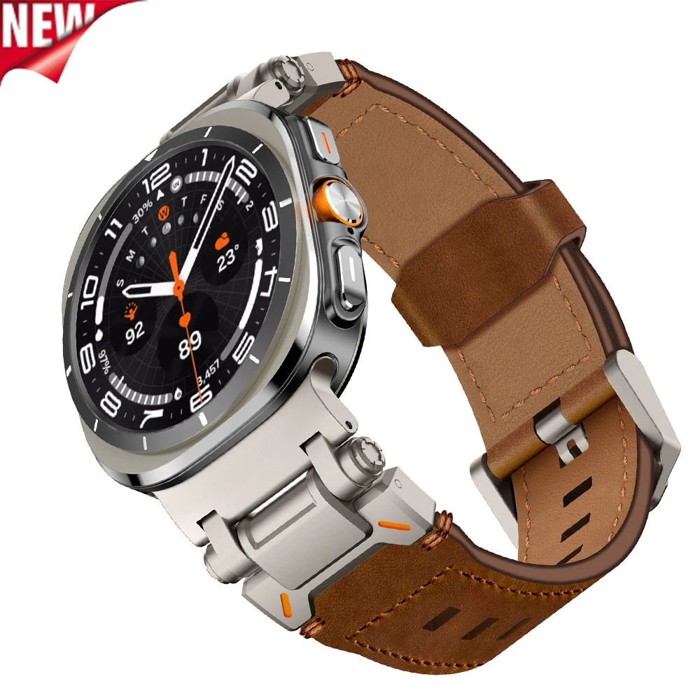 Luxury Leather Band for Samsung Galaxy Watch Ultra 2025 2024 47mm Business Strap for Galaxy Watch Ultra Adjustable Men Wristband
