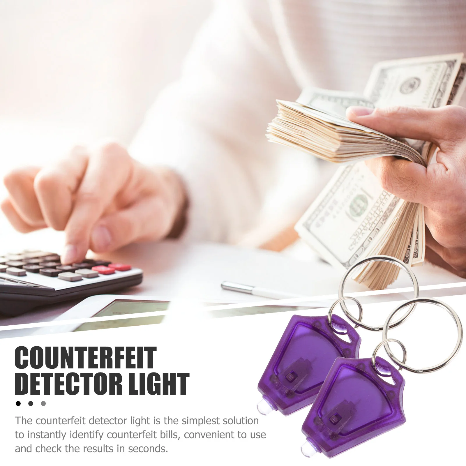 5pcs Purple Light Keychain Uv Counterfeit Lamp Mini Currency Detection Flashlight For Money Jewelry Id Verification