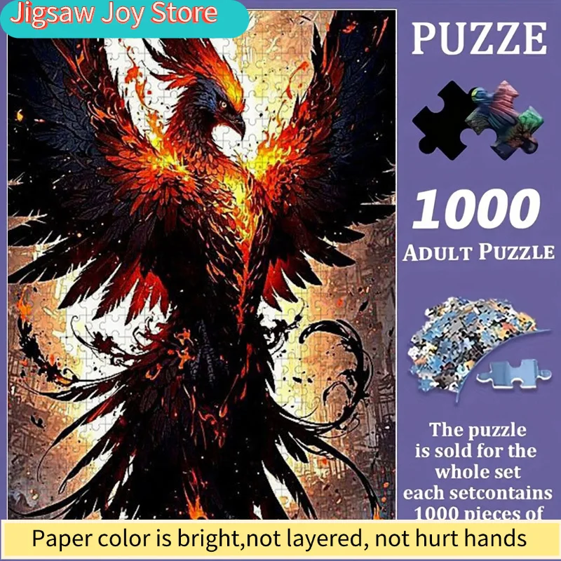 

Colorful Phoenix Bird Jigsaw Puzzle Family Interaction & Fun Gift, Vibrant Abstract Design, Mythical Phoenix Pattern Challeng