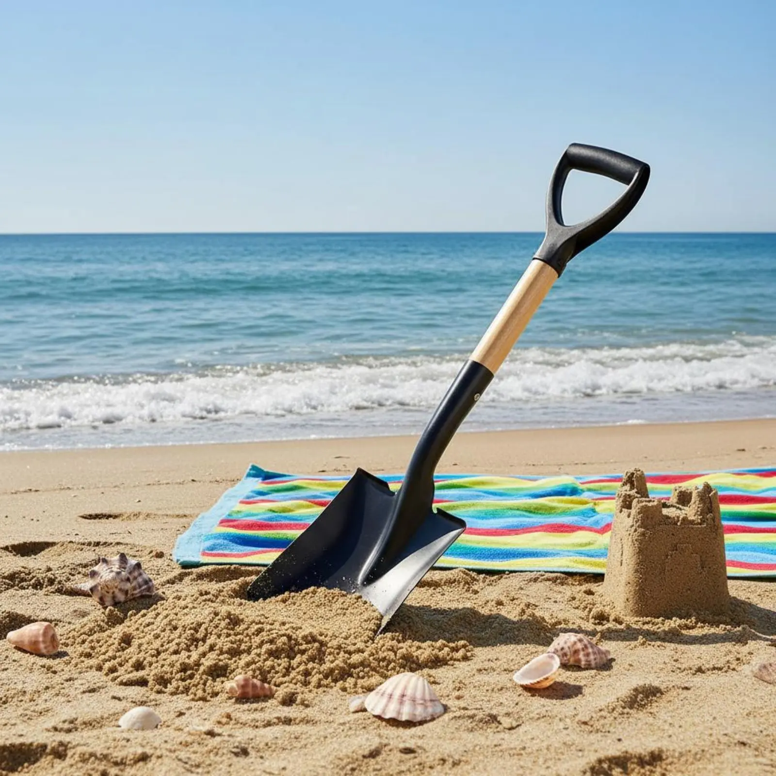 Garden Spade Sturdy Duty D Handle Shovel Mini Shovel Portable Gardening Tool for Outdoor, Beach