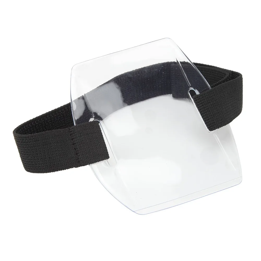 6Pcs PVC Armband Badge Holder Black Waterproof Arm ID Card Holder Hook and Loop Fastener Elastic Band ID Card Holder Business