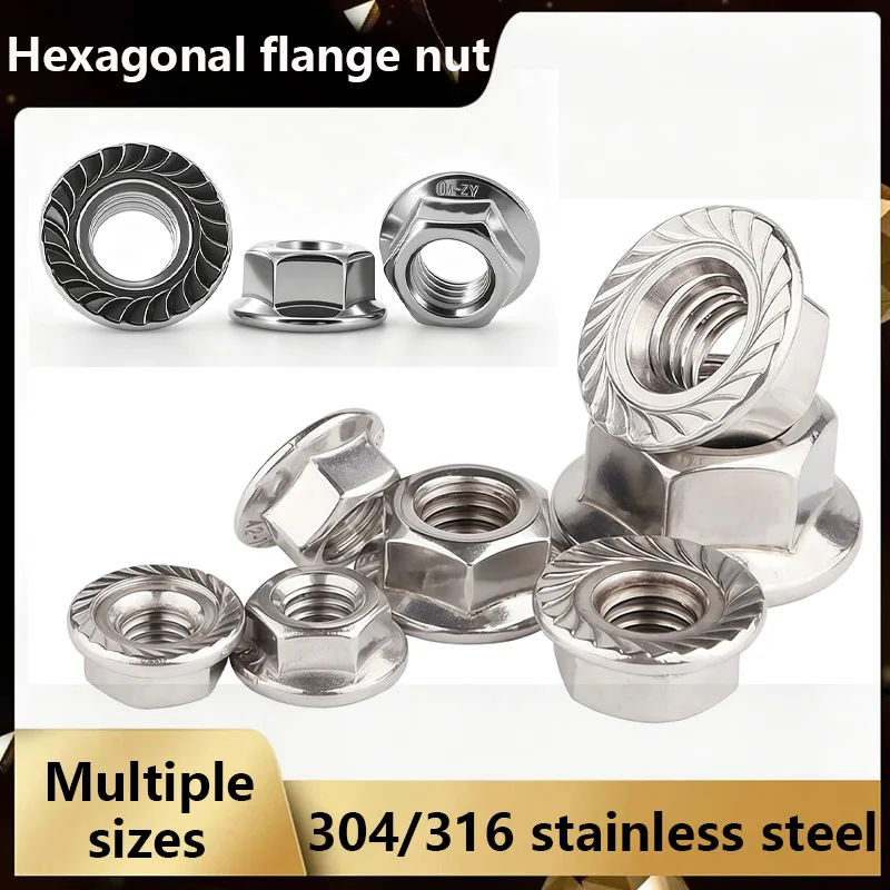 M3‑M20 1/4‑20‑1/2‑13 High Quality Stainless Steel Hexagon Hex Head Serrated Spinlock Flange Nut Lock Nut DIN6923