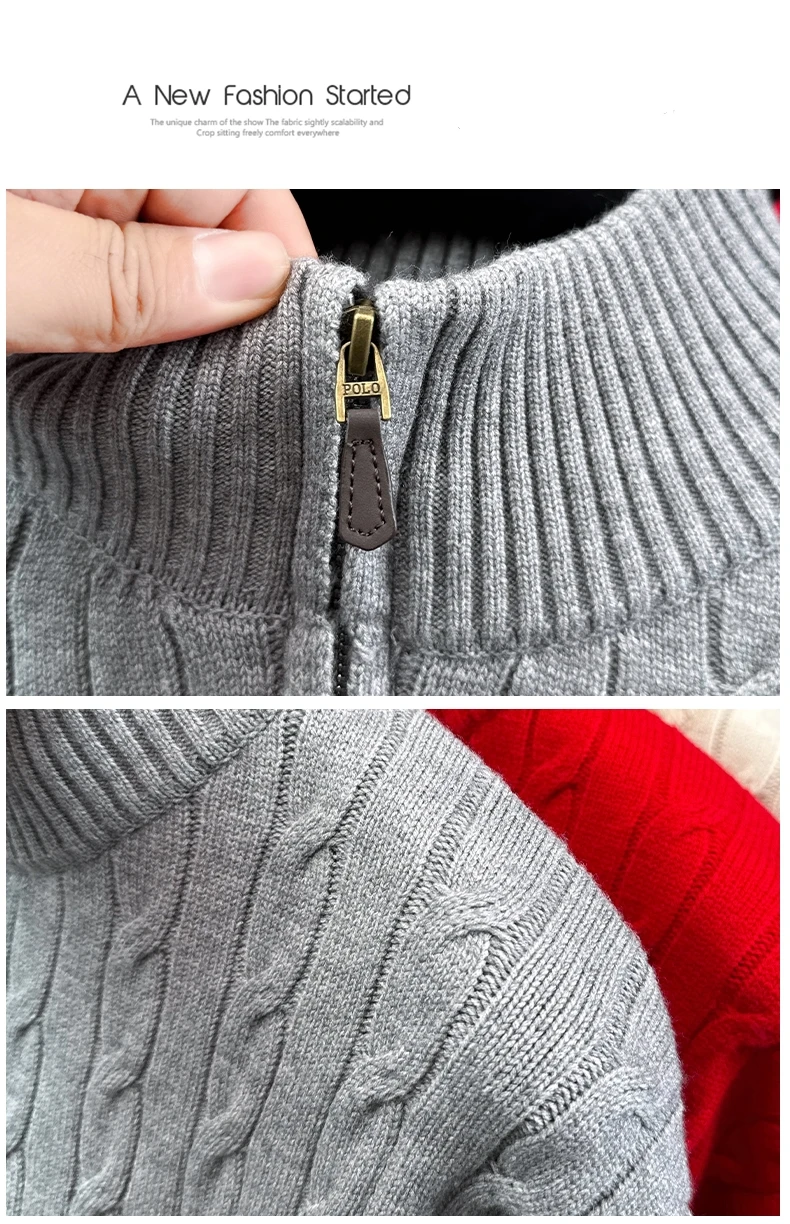Hochwertige Markenmode 2026 Retro Stehkragen Reißverschluss Bestickter Pullover Personalisierter Exquisiter Jacquard Herbst-Winter-Strickwaren – Detail 15
