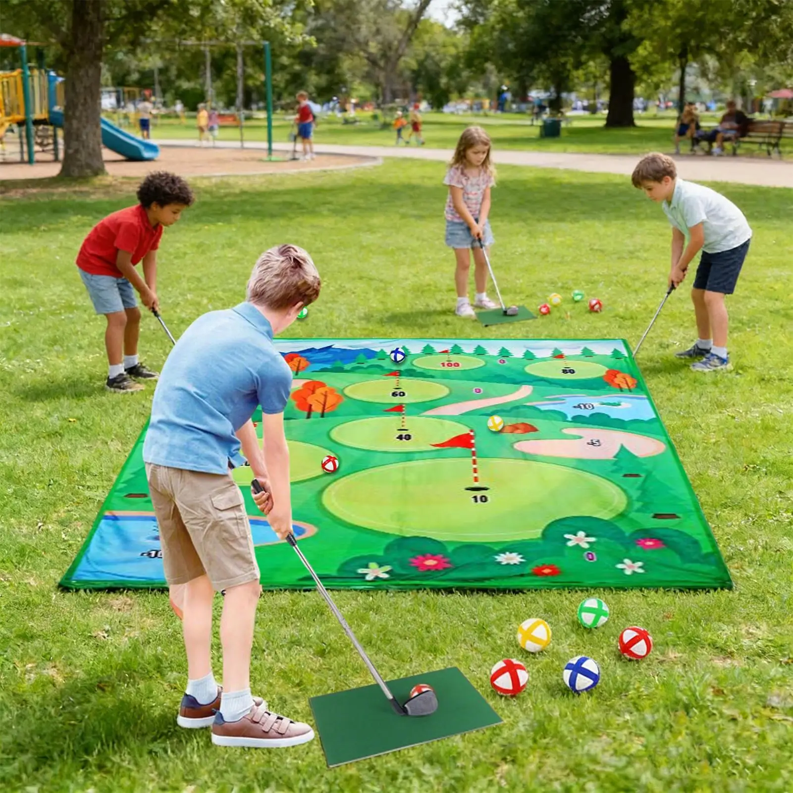 

Тренировочный коврик для гольфа, инструмент для спортивной практики, двусторонний коврик для упражнений в гольф для начинающих, детский коврик для дома и улицы, двора, дома, заднего двора
