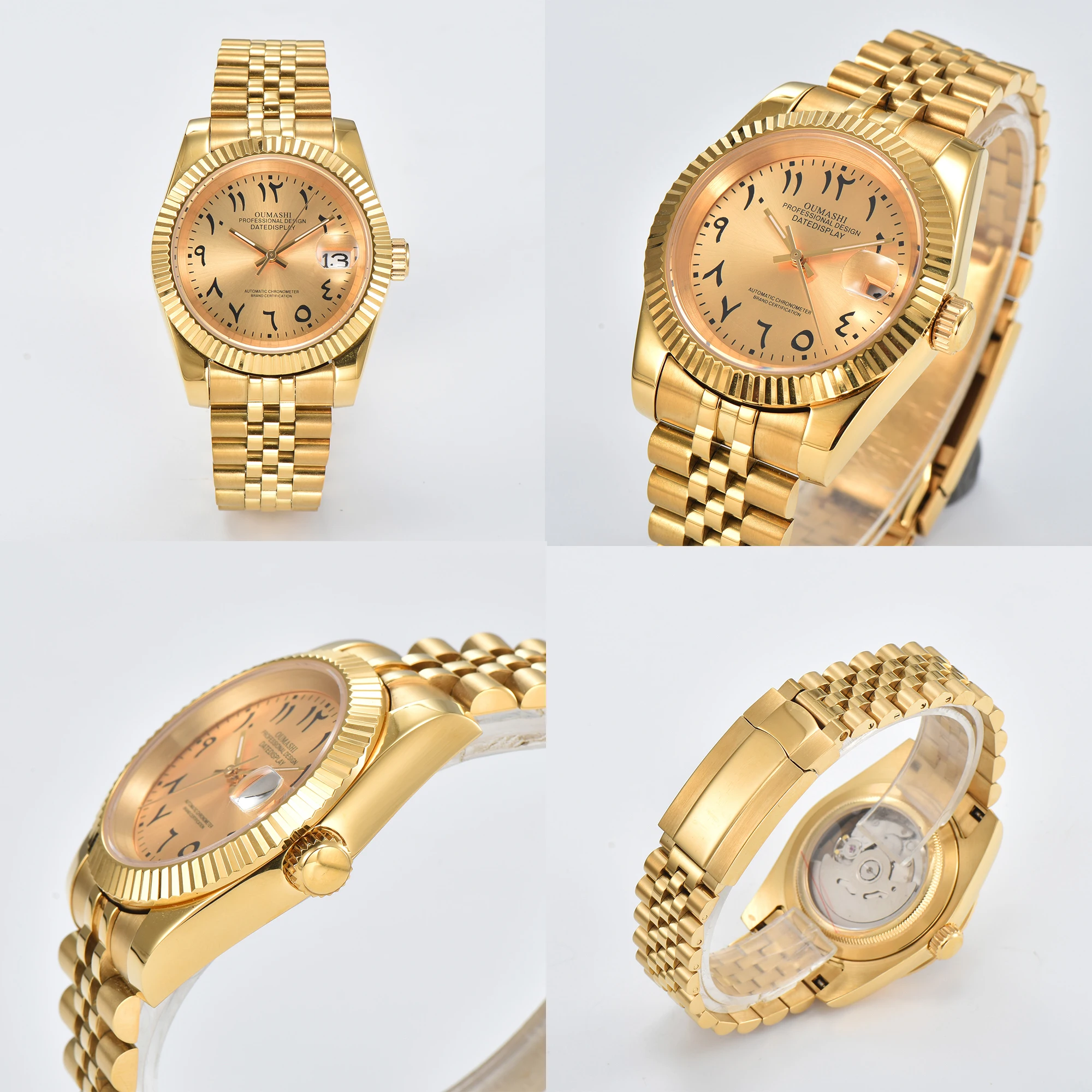 OUMASHI 39mm/36mm Arabic Numerals Automatic Mechanical Watch NH35 Movement Stainless Steel Case Waterproof 10 ATM Sapphire Glass