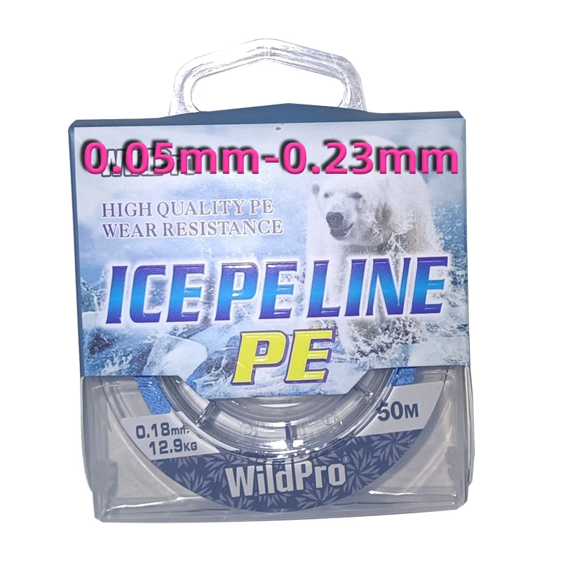 Ice Fishing Line 4X Braided 50m Cold Weather Super Strong Thin Wire Diameter PE Multifilament Winter Fishing Accessories Line