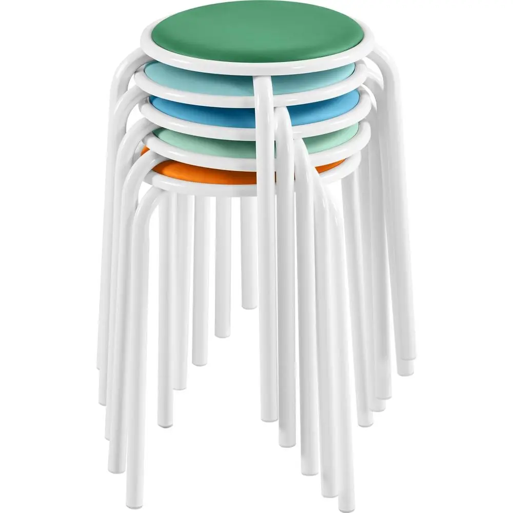 

18 Inch Padded Stools, Portable Assorted Multicolor Metal Stools, ry Chairs or Home Kitchen Indoor Outdoor Pack o 5