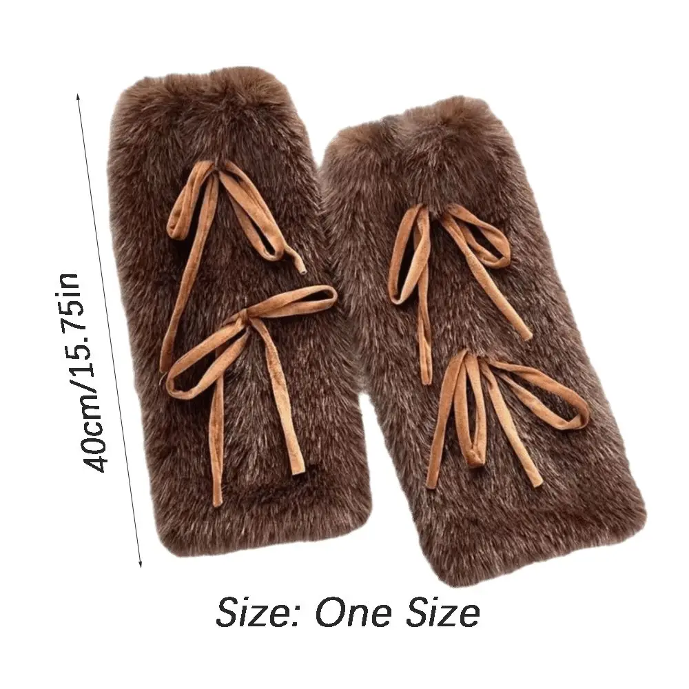 Nowe, puszyste mankiety na buty, zimowe, ciepłe, z kokardką, opaska na buty, grube ocieplacze na nogi, słodki styl Harajuku