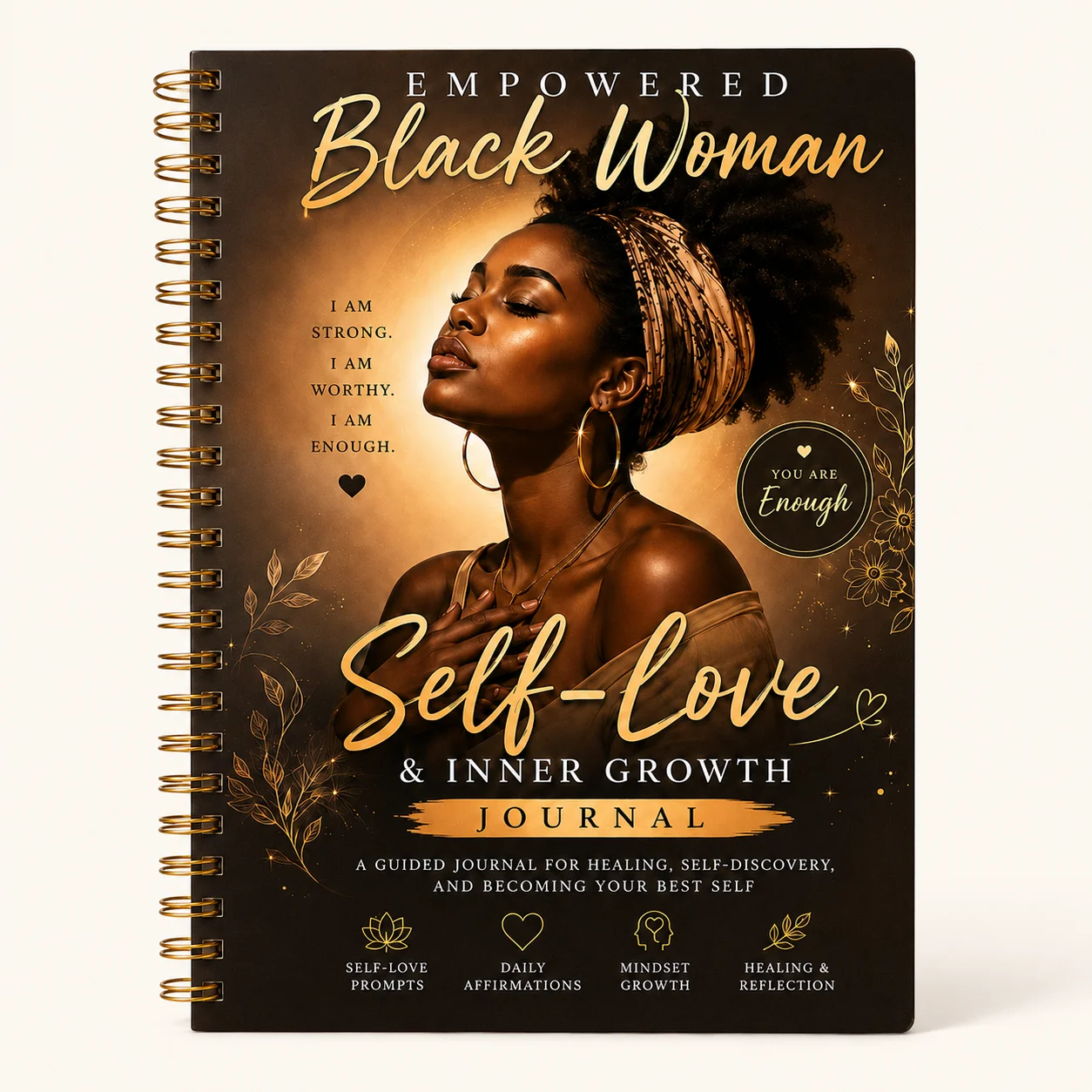 Empowered Black Woman Self-Love Journal Spiral Bound Guided Affirmation Notebook for Healing Inner Growth & Self-Discovery
