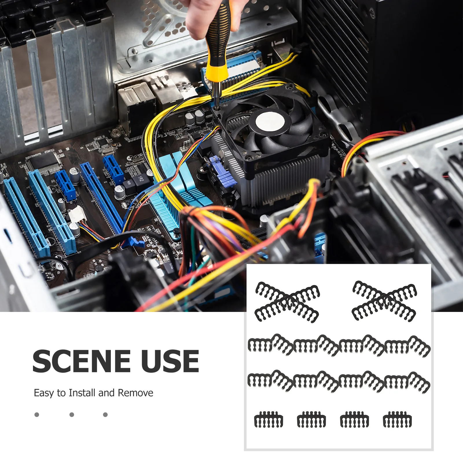 

5pcs 5 Count Computer Case Water Cooling Cable Organizer Comb Management Straps for Cords Wire Ties Electronics