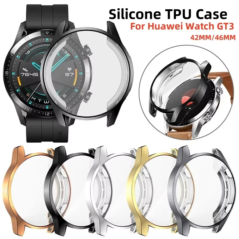 TPU Screen Protector Case For Huawei Watch GT3 46mm 42mm Soft Full Cover Bumper Cases For Huawei GT 3 42 46mm Anti-Scratch Shell