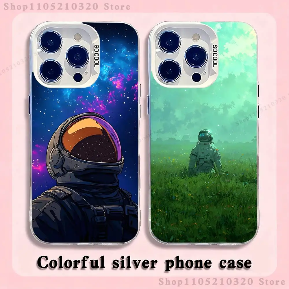 

cartoon astronaut Phone Case For iPhone 17,16,15,14,13,12,11,Pro,Max,Plus,Mini,XS,SE Anti Fall White Matte Hard Bumper