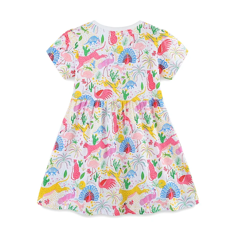 Jumping Meters 2-7T Summer Girls Dresses Animals Embroidery Mermaid Party Children's Clothes Toddler Frocks Costume