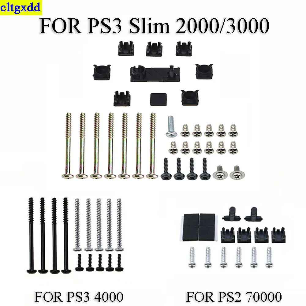 1 set Complete set of screws FOR PS2 PS3 Slim 2000 3000 4000 70000 console rubber foot cover fixing screw kit repair parts